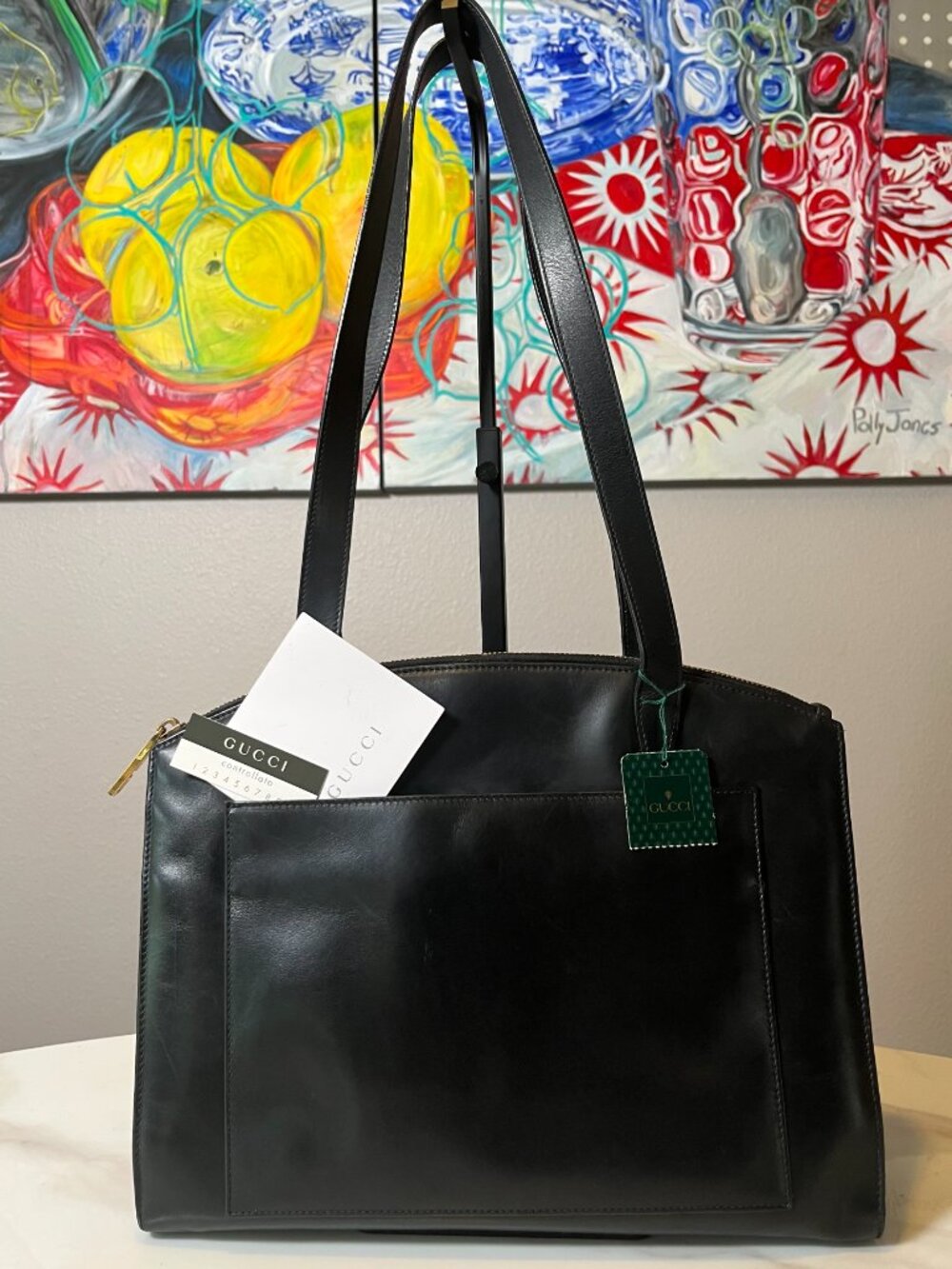 Gucci Tom Ford 90s Black Leather Shoulder Bag Italy 002.1998.0346